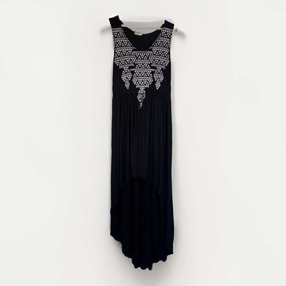 Y2K Vocal Dress Black Rhinestone Long High Low Hemline VTG USA Made Women XL